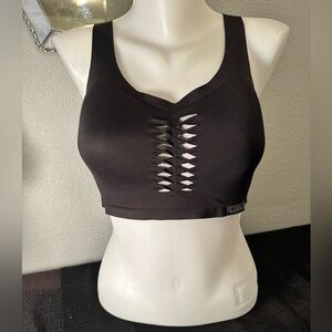 Victoria's Secret Sport Bra Women's 32DDD Angel Max Support Front Cutouts Black